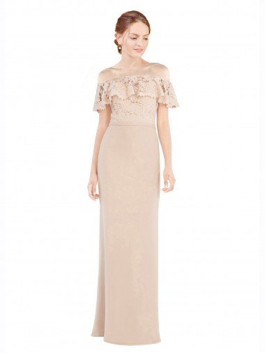 Best Off the Shoulder Sleeves Sheath Chiffon Prom Dress UK