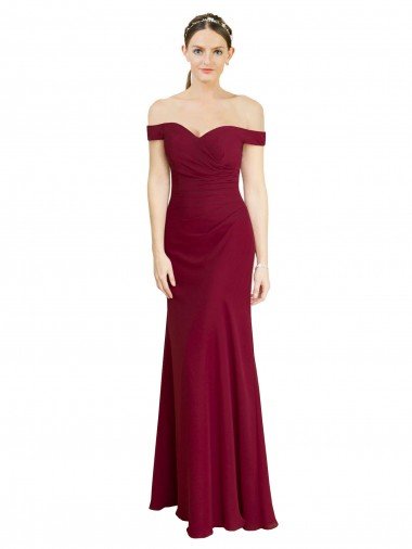 Best Off the Shoulder Long Chiffon Prom Dress with Pleats UK