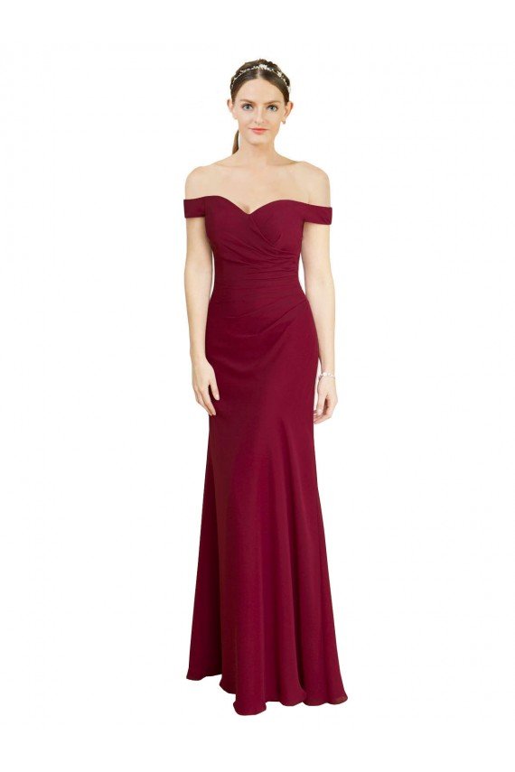 Best Off the Shoulder Long Chiffon Prom Dress with Pleats UK