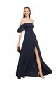 Best Off the Shoulder Floaty Sleeves Chiffon Prom Dress with High Slit UK
