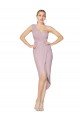 Best High Low One Shoulder Ruffles V-Neck Chiffon Wrap Prom Dress UK
