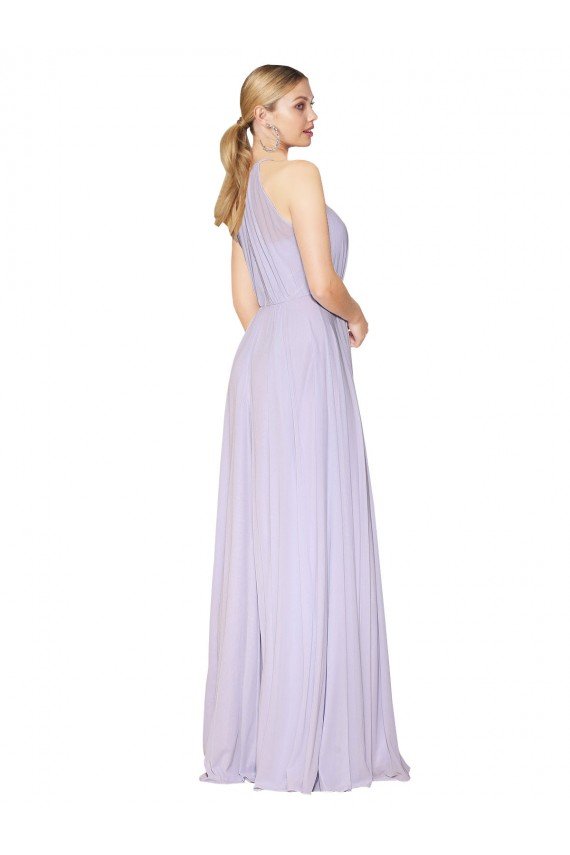 Best High Neck Halter Shirred Chiffon Prom Dress UK