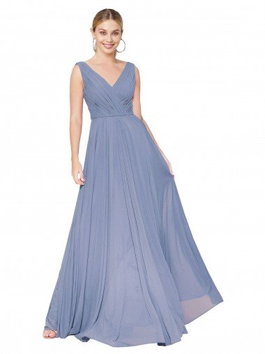 Best Floor Length High Neck V-Back Chiffon Prom Dress UK