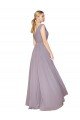 Best Draped Floor Length High Neck V-Back Chiffon Prom Dress with Shirred Bodice UK