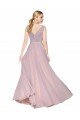 Best Draped V-Neck Long Chiffon Prom Dress with Shirred Bodice UK