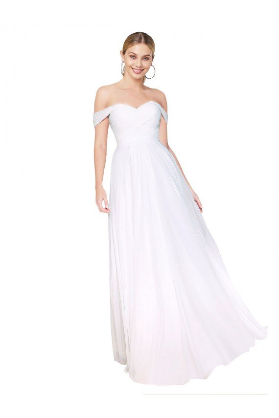 Best Off the Shoulder Long Full Length Chiffon Prom Dress UK