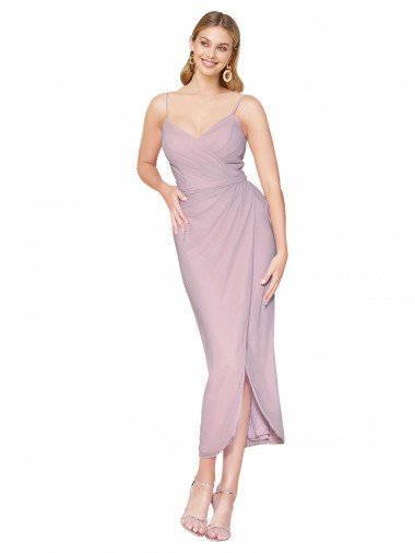 Best Short Knee Length Chiffon Wrap Cocktail Prom Dress / Homecoming Dress with Straps UK