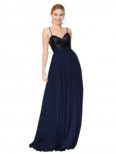 Best Sweetheart High Neck Sequin Top Long Chiffon Prom Dress UK
