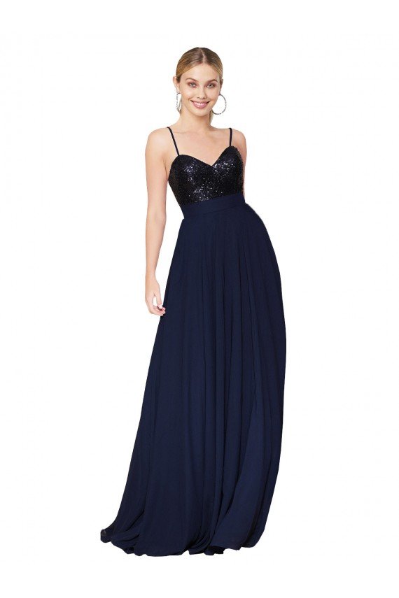 Best Sweetheart High Neck Sequin Top Long Chiffon Prom Dress UK