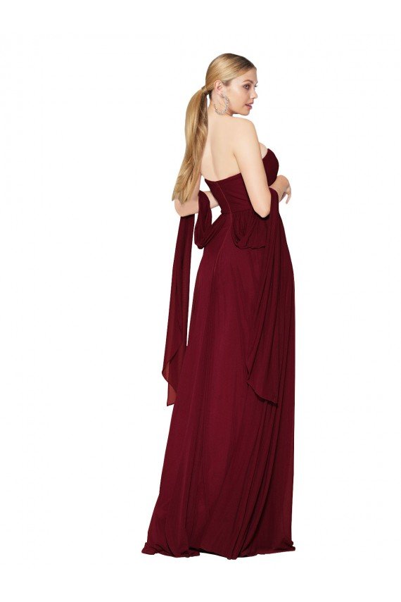 Best Draped Strapless Long A-Line Chiffon Prom Dress UK