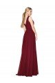 Best Draped A-Line V-Neck Floor Length Chiffon Prom Dress UK