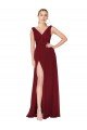 Best Draped Mermaid Long V-Neck Chiffon Prom Dress with High Slit UK