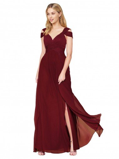 Best Off the Shoulder Long Chiffon Prom Dress with Side Slit UK