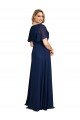 Best Chiffon V-Neck Short Sleeves Long Prom Dress with High Slit UK
