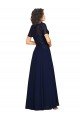 Best Short Sleeves A-Line Long Chiffon Prom Dress with Beaded Bodice UK