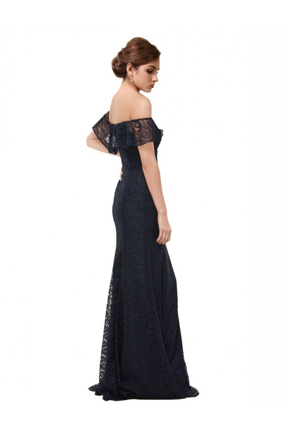 Best Off the Shoulder Long Lace Prom Dress with Flutter Sleeves UK