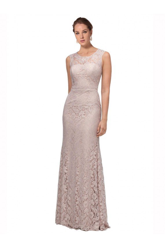 Best Long Sleeveless All Lace Prom Dress with Scoop Neckline UK