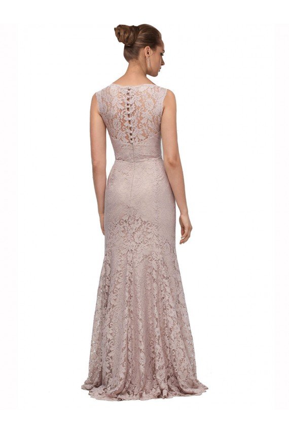 Best Long Sleeveless All Lace Prom Dress with Scoop Neckline UK
