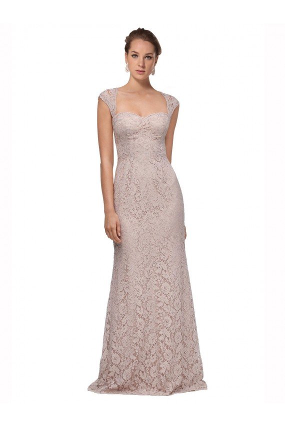 Best Sweetheart Neckline Cap Sleeves Lace Prom Dress with Twist UK