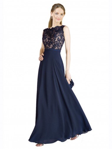 Best Bateaux Neckline A-Line Lace Prom Dress with Top Nude Layer UK