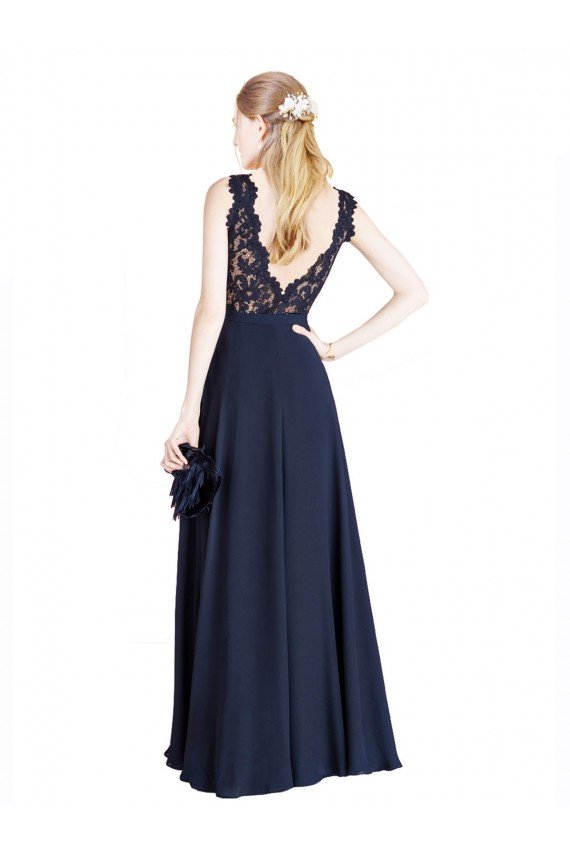 Best Bateaux Neckline A-Line Lace Prom Dress with Top Nude Layer UK