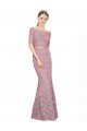 Best Short Sleeves Crop Top Mermaid Lace Prom Dress UK