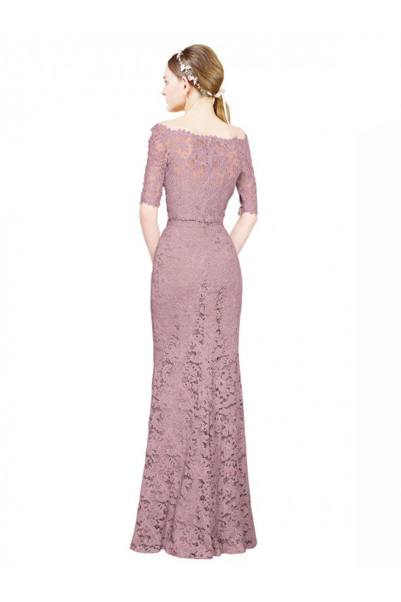 Best Short Sleeves Crop Top Mermaid Lace Prom Dress UK