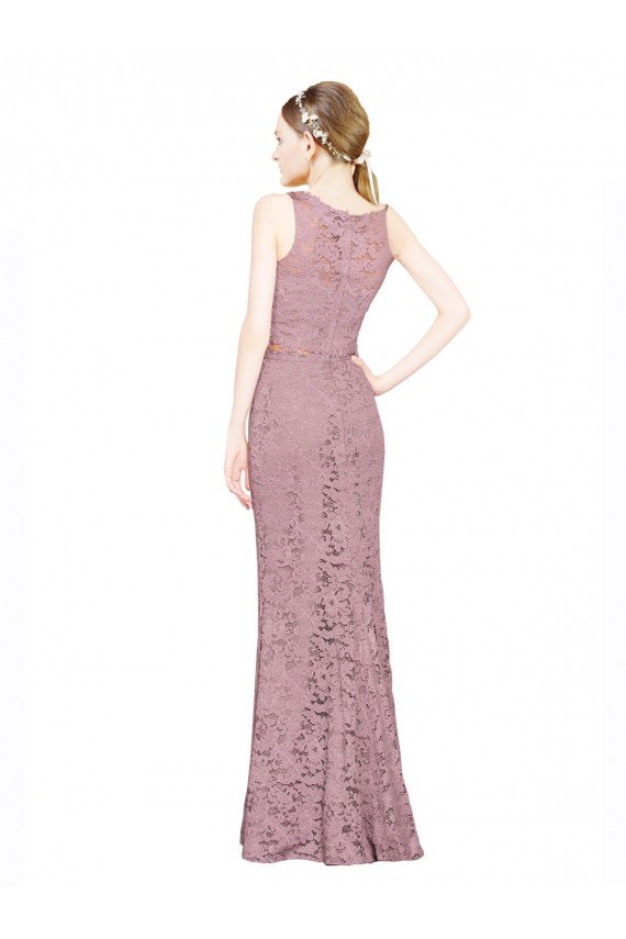 Best Sleeveless Crop Top High Neck Mermaid Lace Prom Dress UK