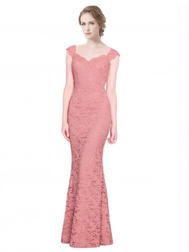 Best Sweetheart Mermaid Long Lace Prom Dress with Wide Straps UK