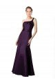 Best Long Ruched Neckline One Shoulder Satin Prom Dress UK