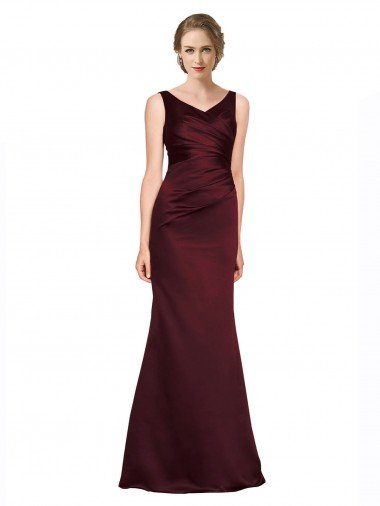 Best Figure Shaping Satin Prom Dress with Structured Pleats UK