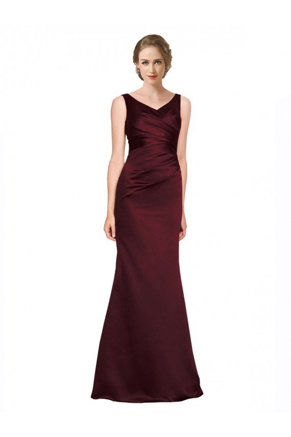 Best Figure Shaping Satin Prom Dress with Structured Pleats UK