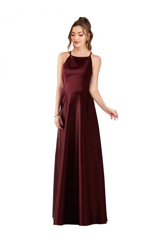 Best Sleek Satin Prom Dress with Pockets UK
