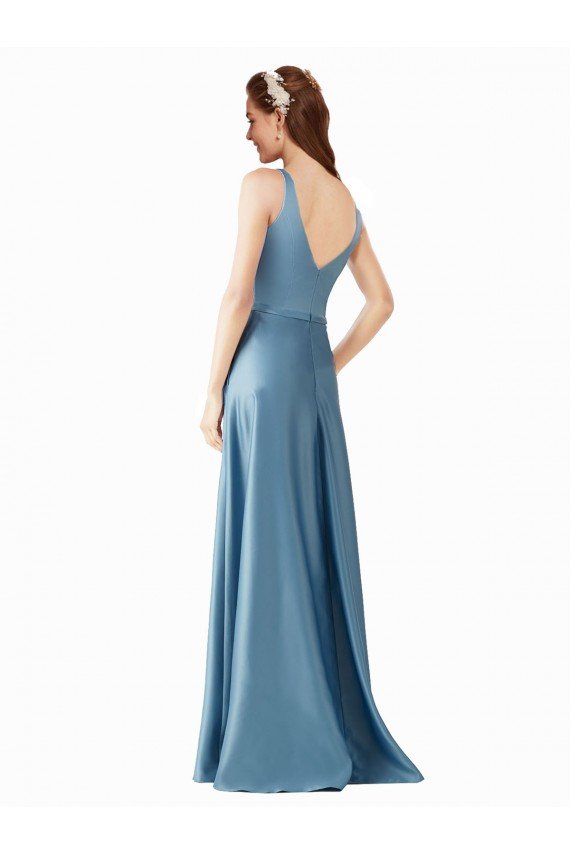 Best Classic Satin V-Neck A-Line Prom Dress with Pockets UK