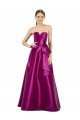 Best Sleeveless V-Neck Long Satin Prom Dress with Bow Waist UK
