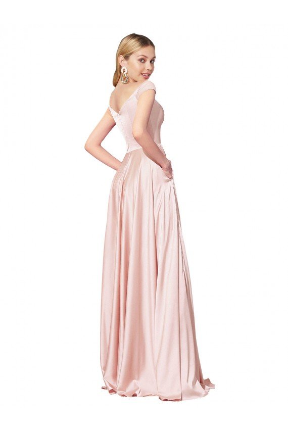 Best A-Line Off the Shoulder Sweetheart Satin Prom Dress UK