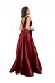 Best Sleeveless Deep V-Neck A-Line Satin Prom Dress with Pockets UK