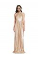 Best Floor Length Halter Neck Sparkling Sequin Prom Dress with Pleats UK