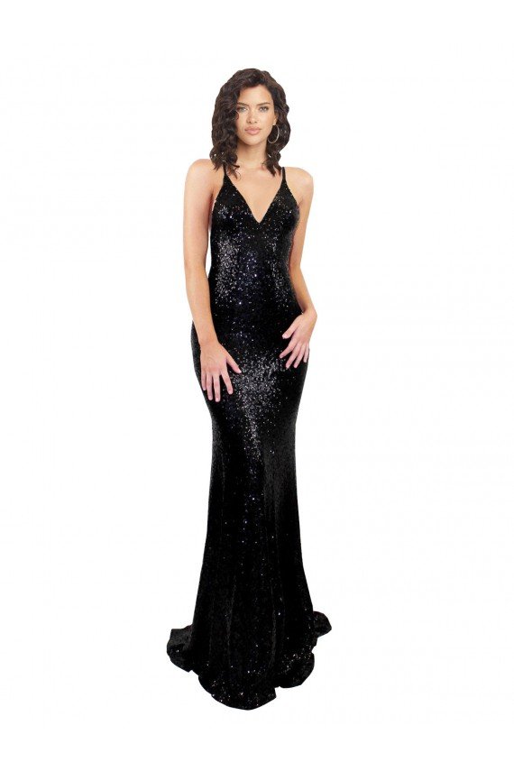 Best Sleek Fishtail Shaped Open Back Sequin Prom Dress UK