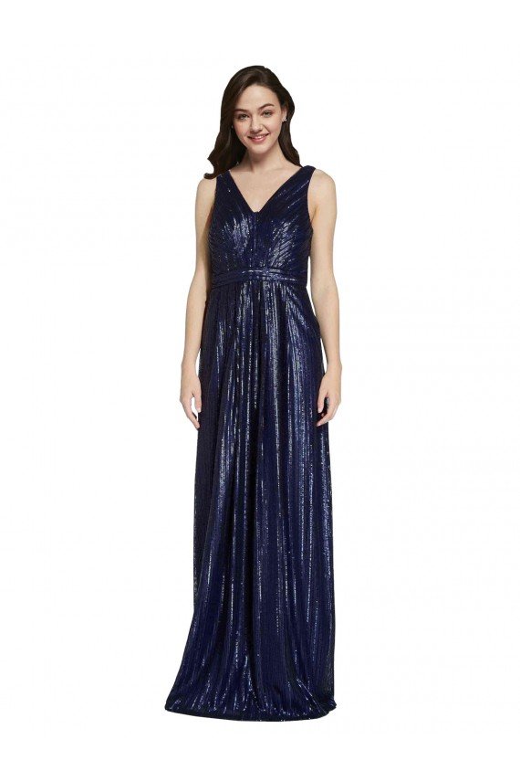 Best Long V-Neck Sparking Sequin Prom Dress with Low V-Back UK