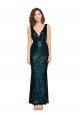 Best V-Neck Full Length Sequin Prom Dress with Draped Back UK