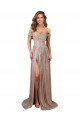 Best Strapless Scoop Neck Off the Shoulder Long Sequin Prom Dress with High Slit UK