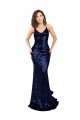 Best Mermaid V-Neck Low Back Long Sequin Prom Dress UK
