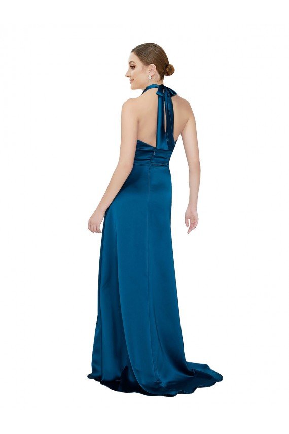 Best Halter Neck Silky Satin Prom Dress UK