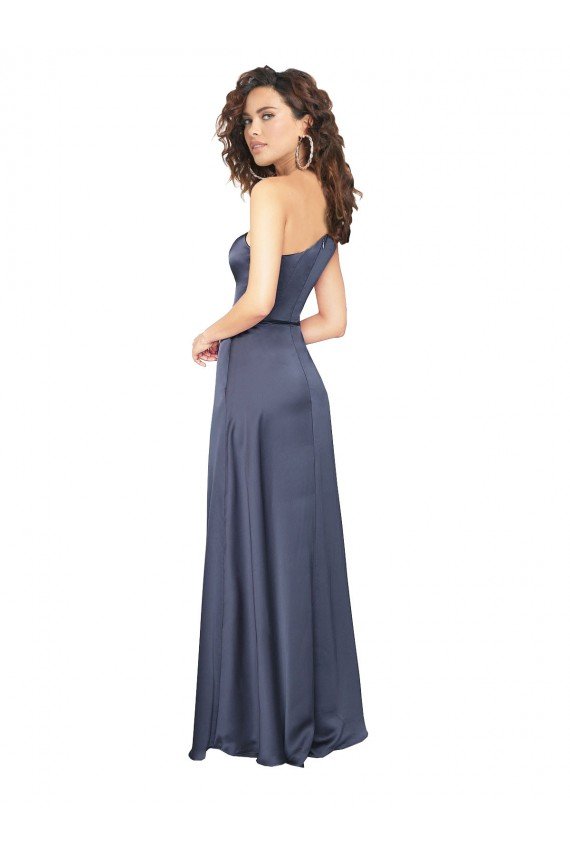 Best Draped Silky Satin Prom Dress with Tied Waist UK