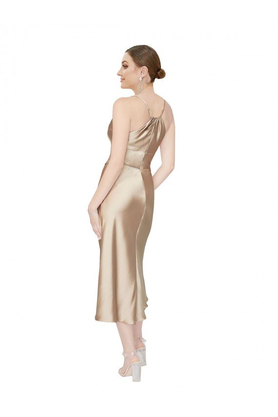 Best Empire Waist Silky Satin Midi Length Cocktail Dress / Prom Dress UK