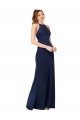 Best High Neck Satin Prom Dress with Strappy Back UK