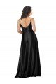 Best Full Length V-Neckline Silky Satin Prom Dress with Full Skirt UK