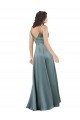 Best Silky Satin Floor-Length Long Prom Dress with V-Neckline UK