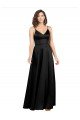 Best Silky Satin Floor-Length Long Prom Dress with V-Neckline UK